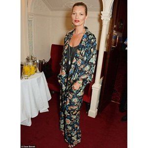 KATE MOSS for TOPSHOP Wide Leg PAISLEY Floral PALAZZO Long CUFF Pants US 2  UK 6